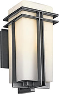 Kichler Tremillo 17.25 Outdoor Wall Lightin Black 1-Light Exterior Wall Sconce Porch Light with Satin Etched Cased Opal Glass (17.25 H x 8.5 W) 49202BK