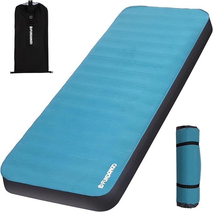 FUNDANGO Camping Self-Inflating Sleeping Pad Single Twin Size air Foam Mattress Cot with Pump Sack for Tents Car Van Outdoor Home