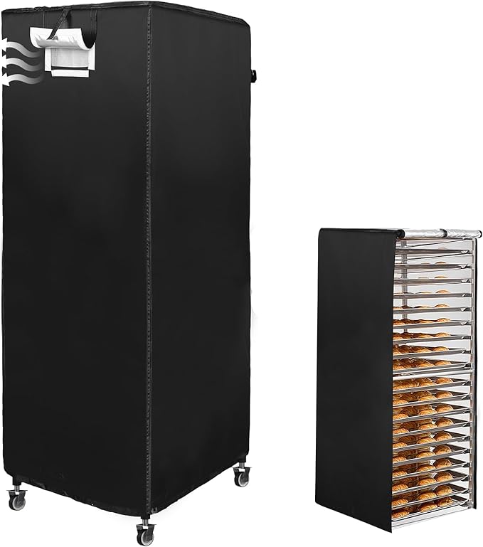 Black 20tier Sheet Pan Rack/Bun Pan Rack Cover With Vents 23X28X64 Bakery Single Rack Covers Waterproof and Dustproof