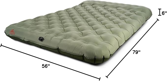Kelty Kush Queen Air Bed W/Battery-Powered Pump PVC-Free Queen Air Mattress Comfy and Plush 6-inch Pad Carry Bag Included - Indoor/Outdoor Camping Air Bed