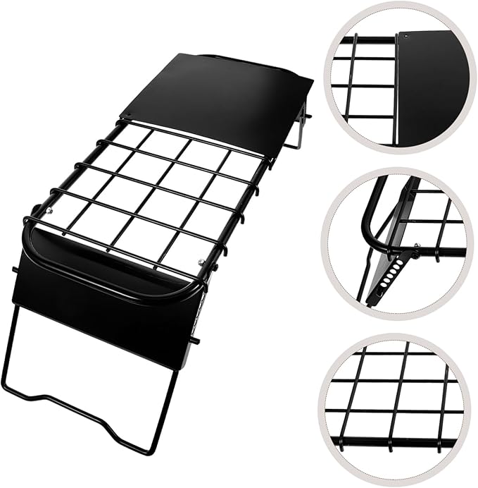 YARNOW Metal Folding Table Adjustable Height for Outdoor Grill Camping Hiking