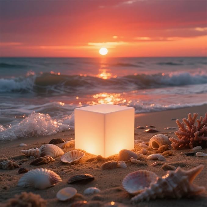 8-in Solar Cube Light Outdoor Waterproof 16 Colors Illuminate Cube Floor Lamp Dimmable Glowing LED Tesseract Cosmic w/Ground Stake &amp Remote Dynamic Effect for Garden Yard Patio Mood Ambient Ligh