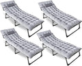 ZONETECH Folding Cot &amp Pad Mattress 4 Position Adjustable Portable Premium Quality for Adult and Kids-Perfect for Camping Travel Patio Beach Indoor &amp Outdoor Activity (4-Pack)