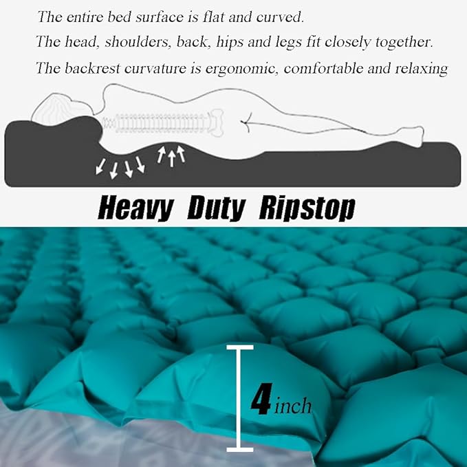 icepac Sleeping Pad Ultralight Inflatable Sleeping Pad for CampingBuilt-in Pump Ultimate for Camping HikingLightweight Inflatable Sleeping pad