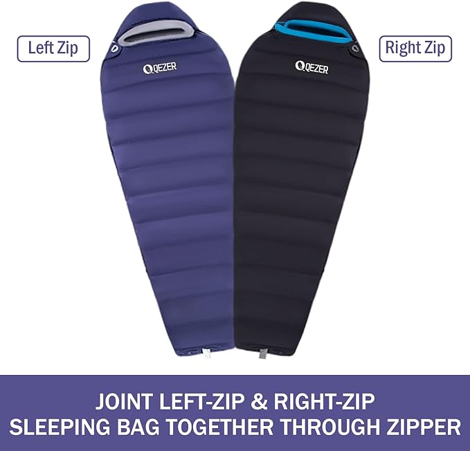 Down Sleeping Bag for Adults 0 Degree Warm Winter Mummy Lightweight Compact Outdoor Sleeping Bag for Camping Backpacking Hiking Cold and Warm Weather with 600 Fill Power Down