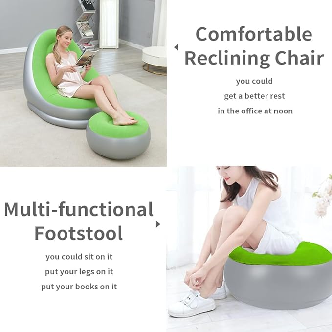 STARBRILLIANT Inflatable Deck Chair with Air Pump Lounger Sofa for Indoor Living Room Bedroom Outdoor Travel Camping Picnic Beach Chaise Lounges…
