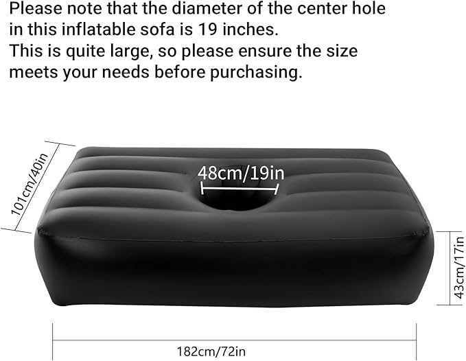 BBL Recovery Air Mattress with 19 Big Hole Post-Surgery Inflatable Bed for Brazilian Butt Lift Electric Pump Waterproof PVC Ideal for Sleeping Sitting and Relaxation Black