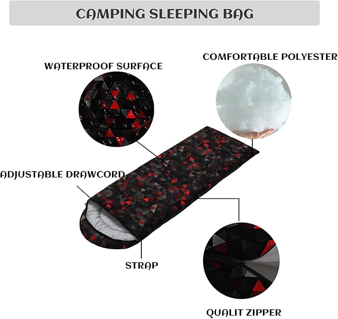 Sleeping Bags for Adults and Kids3D Printing Camping Sleeping Bag for Girls Boys Lightweight Waterproof Cold/Warm 3-SeasonOutdoor Travel with Compression Bags