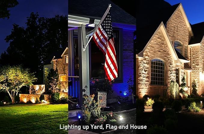 Spot Light for Yard Warm White Outdoor Spotlights Metal Case Landscape Lights IP65 Waterproof Uplights with Spiked Stand for Garden Lawn Pathway Front Porch Bushes (4 Lights)