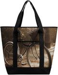 Insulated Shopping BagLarge Reusable Cooler Bags Bicycle Printed Foldable Shopping BagTravel Waterproof Shoulder Bag