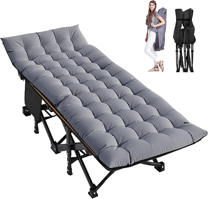 Slsy Folding Camping Cot Heavy Duty Folding Cot Camping Cot for Adults Portable Folding Outdoor Cot with Carry Bags for Outdoor Travel Camp Beach Vacation