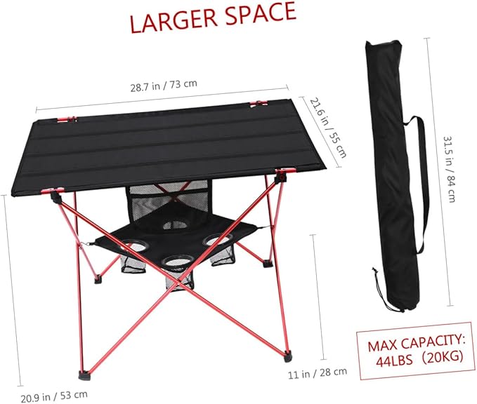 PRETYZOOM Portable Folding Camp Table Beach Tables for Sand Oxford Cloth for Camping Hiking Picnic