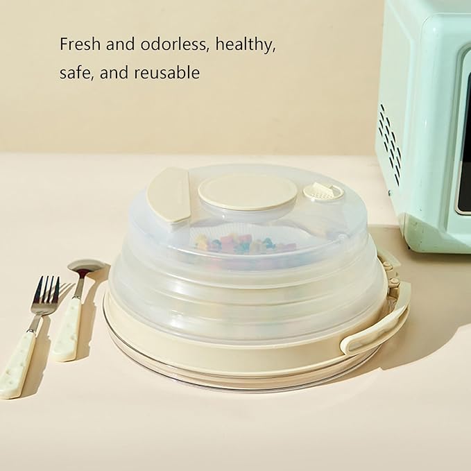 Nonflammable Compressible Microwave Cover Splatter Guard Lid with Ergonomic Grip for Food Freshness Microwave Foldable Cover