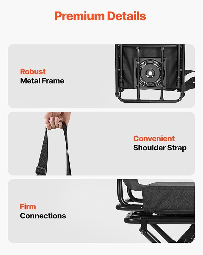 Foldable Hunting Chair with 360° Swivel Steel Frame &amp Backrest