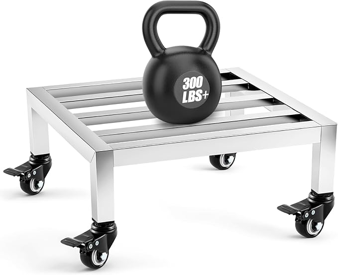 Dunnage Rack with Wheels 13.8 Long x 13.8 Wide 3.9 Height Stainless Steel Mobile Dunnage Rack with Locking Casters 600+ Pound Storage Commercial Food Service in Restaurant Kitchen Shop