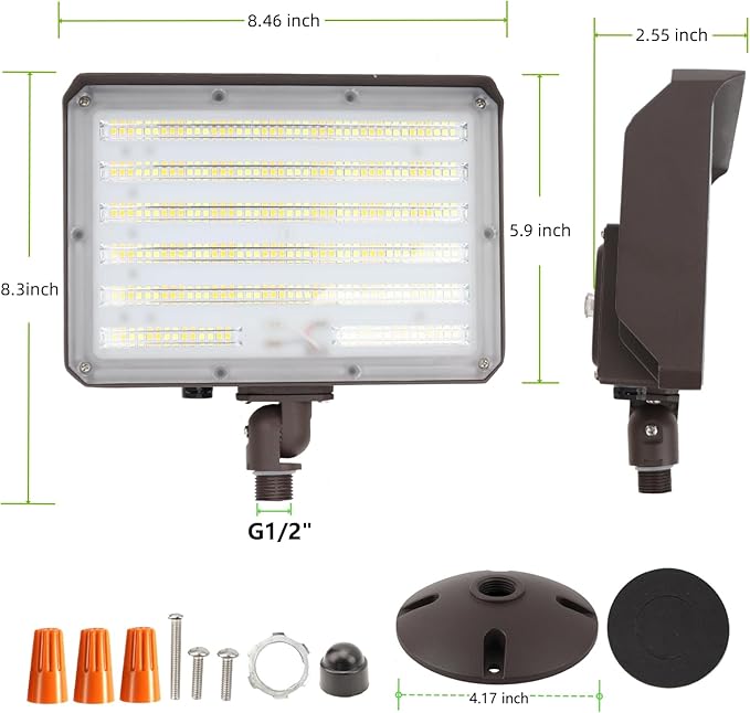 2Pack Dusk to Dawn Outdoor 100W LED Flood Light with Knuckle (Plate Included) 14000LM 1000W Equiv. 100-277V 5000K ETL Commercial Waterproof LED Floodlight Fixture Security Lighting for Parking Lot