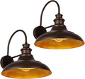 Outdoor Barn Light Fixtures 16 Inch Large Dome Farmhouse Exterior Wall Mount Lights Rustic Wall Sconces Indoor Wall Lighting Industrial Bronze Gold Lanterns for Porch Garage2 Pack