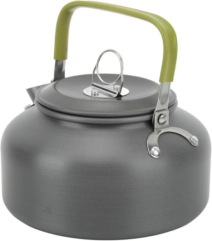 Camping Cookware Mess Kit Portable Set Hard Oxidized Aluminum Lightweight Black - Non Stick Surface Folding Utensils Ideal for Backpacking and Outdoor Cooking
