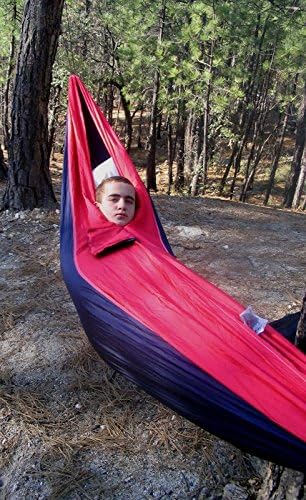 Hammock Bliss Single - Camping Hammock - Camping Essentials Portable Hammock - The Longest Single Hammock On Earth for Outside Hiking and Travel (Navy/Red)