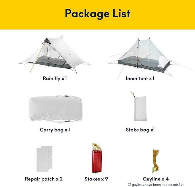 LANSHAN Ultralight Tent 3-Season Backpacking Tent for 1-Person or 2-Person Camping Trekking Kayaking Climbing Hiking