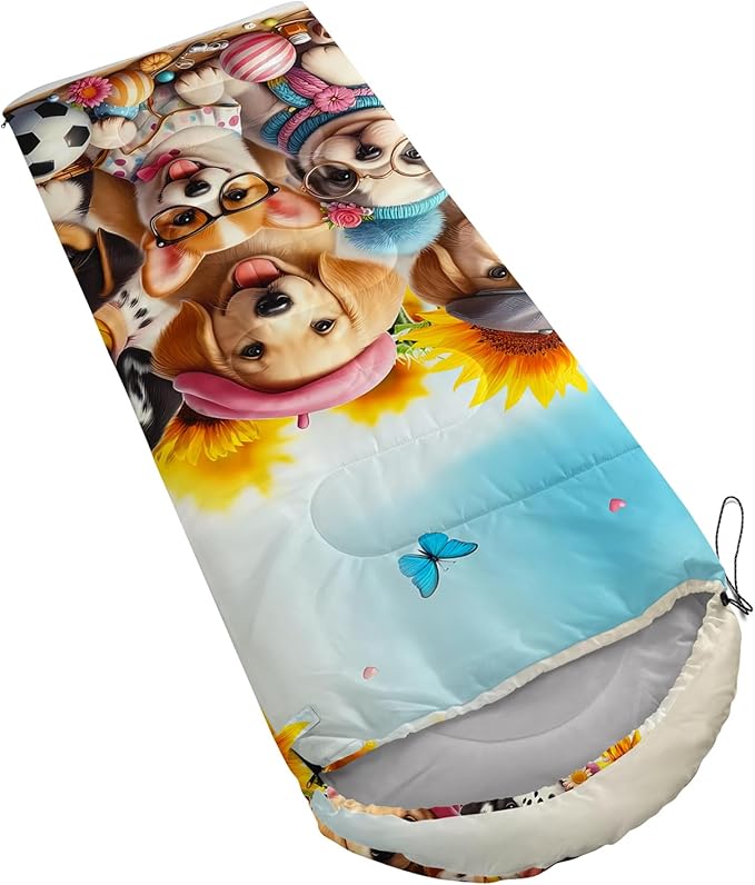 AILONEN Pink Flamingo Sleeping Bag for Kids GirlsWarm and Cool WeatherLightweightWaterproof BackpackingTropical Flamingo Theme Palm Leaves Sleeping Bag for Camping