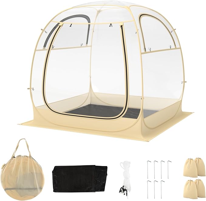 Goplus Sports Tent Instant Pop up Weatherproof Shelter Portable &amp Foldable Outdoor Clear View Bubble Tent w/Carrying Bag Floor Mat Watch Sports Events Camping