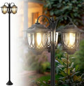 73 Aluminum Solar Lamp Post Light 3-Head Solar Light Poles for Outside Warm White 90Lm Dusk to Dawn Waterproof Floor Lamp for Front YardGarden Pathway Patio Replaceable Bulb