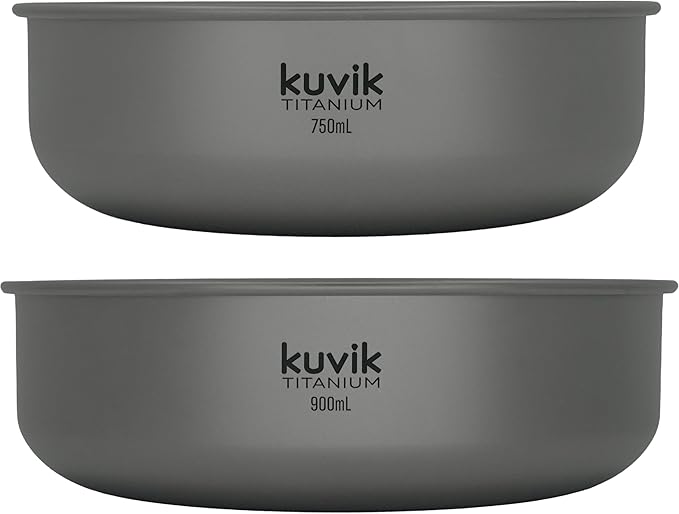 Kuvik Titanium Bowls 750ml (25.4 oz) and 900ml (30.4 oz) Combo - Ultralight and Compact Bowls for Backpacking Camping and Survival