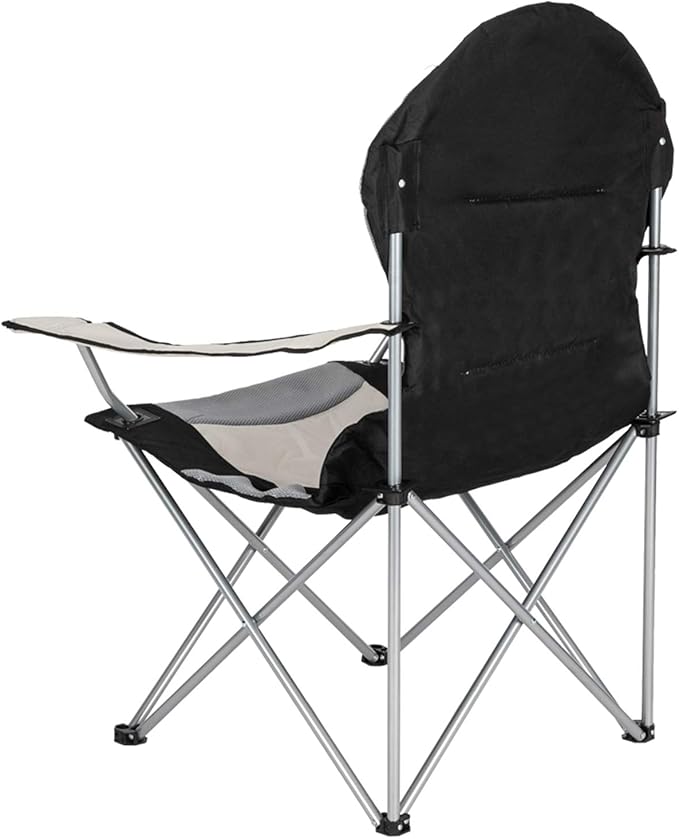 Vasitelan Outdoor Camping Chair with Back Support Padded Lawn Chairs Folding Arm Chair with Bag Cup Holder