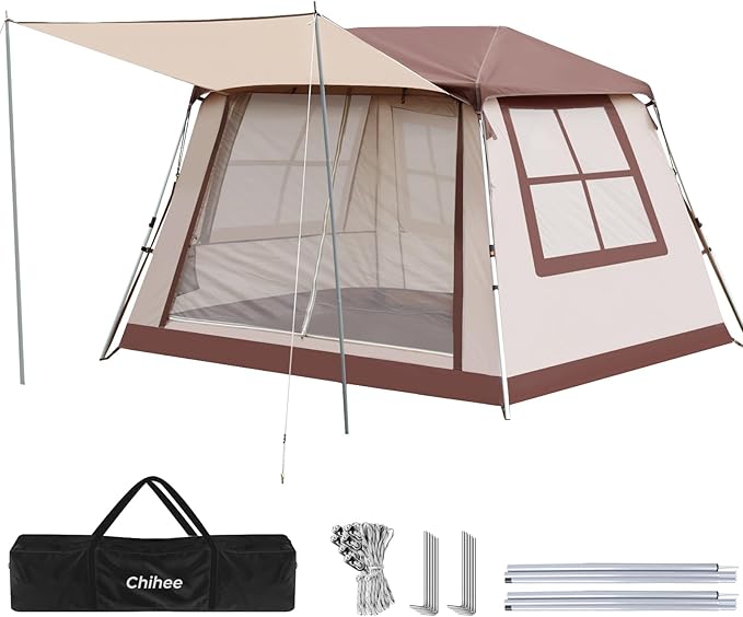 Chihee Camping Tents Freestanding Tent Family Cabin Tent with Awning Porch 2 Doors 3 Mesh Windows Easy Instant Set upUltra Strong Frame Height up to 67 Spacious Great ViewsStargazing at Night