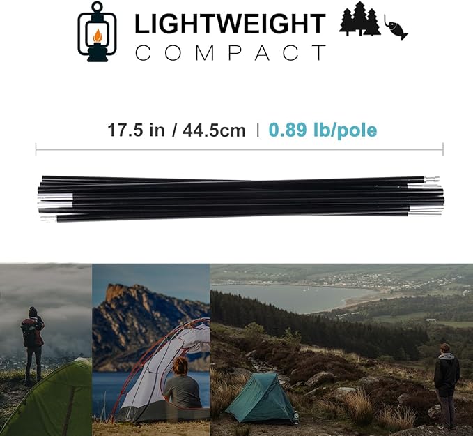 Tent Poles Replacement Black Pre-Assembled Aluminum Tent Pole 7001 T6 Heated Tent Rod
