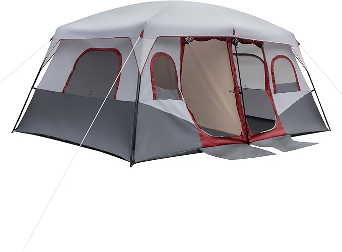 9zH&ampK 10 Person Camping Tent Waterproof Windproof Family Tent Dome Tent Portable Large Pop Up Tent with Easy Setup for Camping &amp Hiking Mountaineering Two Doors for Separated Room 13.29x10