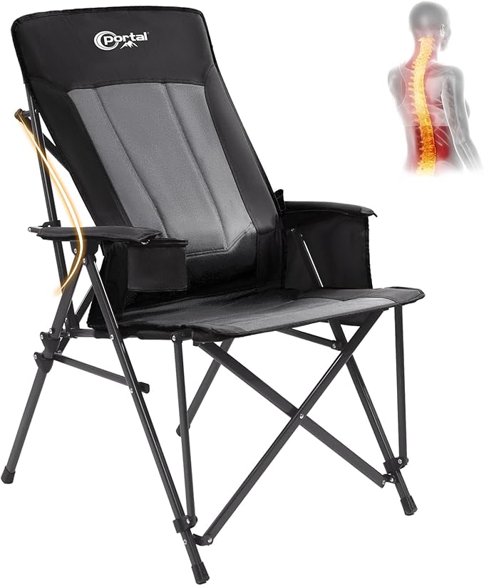 Portal Camping Chair with Lumbar Support for Adults Folding Portable High Back Oversized 400LBS