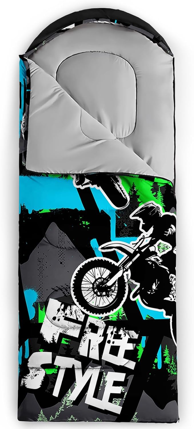 AILONEN Cute Frog Green Camping Sleeping BagLightweight &amp Waterproof3 Season Warm &amp Cool WeatherTravel Portable Compression with Compact Carrying Bag for Kids Girls Adults