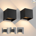 4.7inches Modern Cube Led Wall Light20W 3000K Up Down Hardwired Outdoor Wall SconcesIP65 Waterproof Aluminum Wall Lamp with Adjustable Beam Size for Garage Garden Porch Patio(Black2Pack)