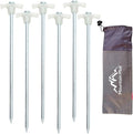 6-Pack Tent Stakes Heavy Duty 10.5 Steel Pegs with Glow-in-Dark Heads for Outdoor Mats Tents Rugs