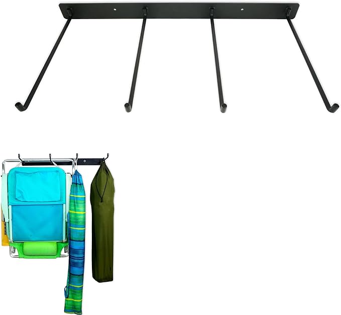 StoreYourBoard Double Chair Storage Rack – 2 Pack Heavy Duty Folding Chair Rack for Garage Organization Holds 200 lbs Chair Hangers for Folding Patio Beach &amp Camping Chairs