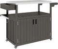 Sophisticated Premium Stainless Steel Outdoor Bar Cart with Spacious Storage Durable Construction Wheeled Heavy Duty Casters HDPE Light Gray Finish
