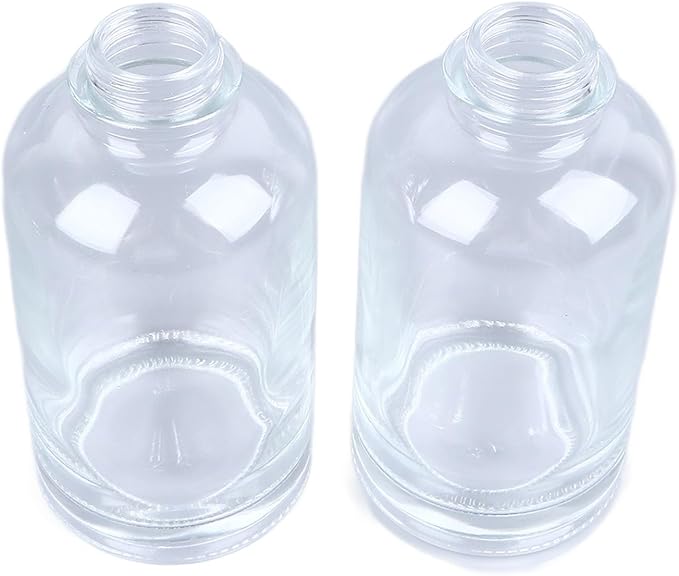 Kikumi Coffee Syrup Dispenser 2 x 500ml Glass Bottles with Stainless Steel Pump Dripless Design for Kitchen Olive Oil Bathroom Mouthwash Accessories