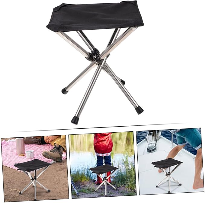 Yardwe Outdoor Folding Stool Telescopic Camping Chair Fishing Folding Stool Compact and Portable for Activities
