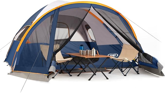 UNP Camping Tent with Screen Room Portable 6 Person Camping Tent with Screen Porch Family Dome Tent for Camping Outdoor - 14'x11'x72''(H)