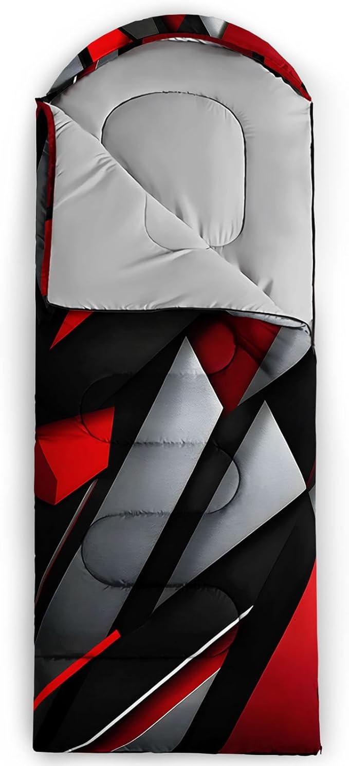 Kids Sleeping Bag for Boys GirlsCartoon Football Print-Lightweight Warm Portable Outdoor Indoor-Waterproof Cold Weather Resistant Sleeping Bag for Camping Hiking