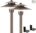 Low Voltage Pathway Lights Solid Brass 12v Walkway Light IP65 Waterproof Double Hat-Top Landscape Lighting for Yard Lawn Patio Driveway Outside Garden 2 Pack（Without Bulb）