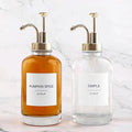 Coffee Bar Accessories - Glass Coffee Syrup Dispenser with 84 Syrup Labels (Set of 2) Fancy Pump Dispenser 16.9 oz Gold
