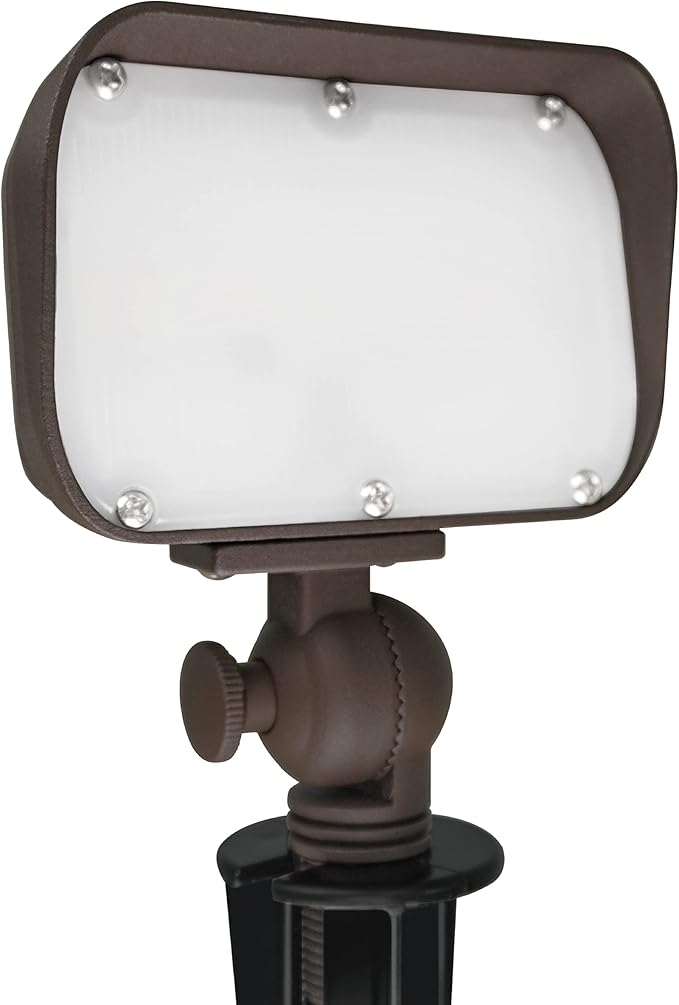 GKOLED 7W LED Outdoor Flood Light Low Voltage Landscape Lighting Waterproof Security Wall Lighting Fixture 9-15V 480 Lumen 3000K 1/2 Adjustable Knuckle Mount Die-cast Aluminum Brown