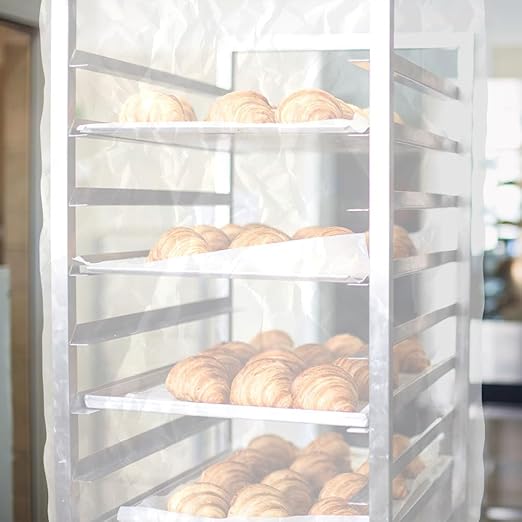 Tronex 50 Pcs Disposable Bun Pan Rack Covers High-Density Polyethylene Food Safe Plastic Bakers Bakery Rack Cover 26 x 26'' x 83'' (Star Seal Top)