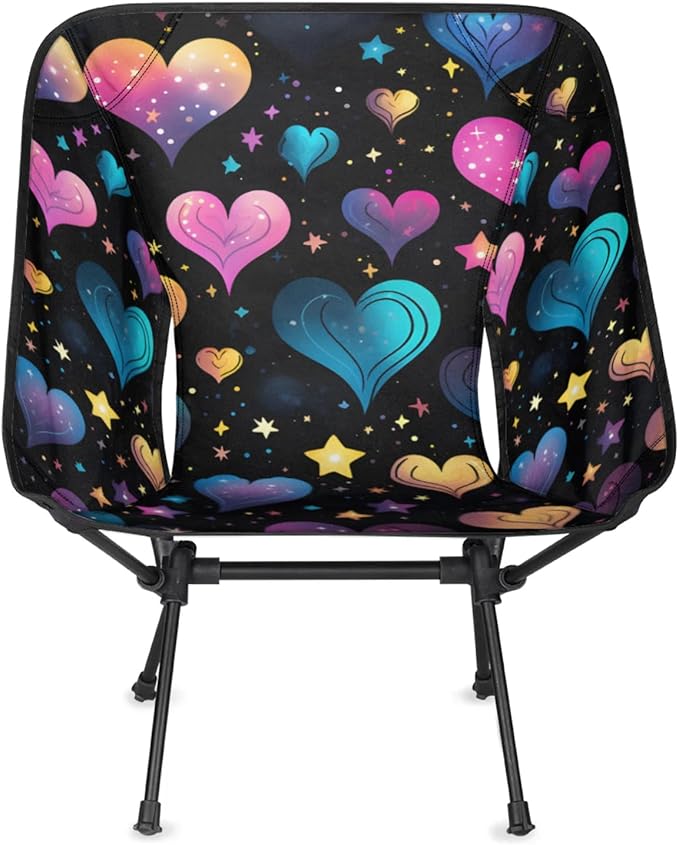Honeybaby Folding Camping Chair Sweet Hearts Print Camping Chairs Lightweight Portable Chair Outdoor Foldable Chairs for Camping Travel Picnic Beach Hiking