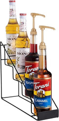 Coffee Syrup Rack &amp Syrup Holder – Loved by 5000+ Coffee Fans! Stepped Rustproof Rack Fits 750ml Torani &amp Monin Bottles Elevate Coffee Bars Kitchens Pubs Restaurants &amp Parties (4 Bot