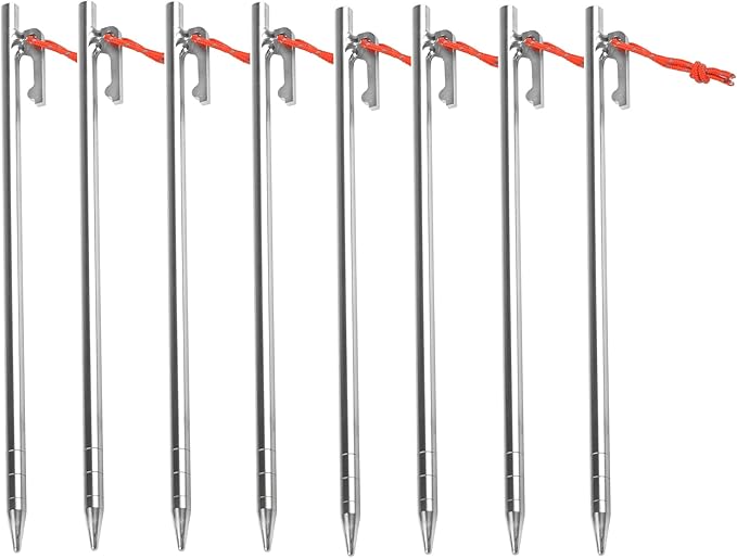 Titanium Tent Stakes Heavy Duty 9.8 inch Camping Tent Pegs (8)