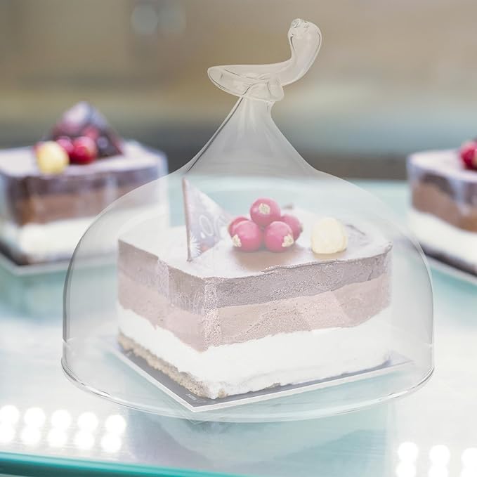Glass Cake Cover Dome 20cm Height 18.3cm Diameter Smoke Glass Food Protective Lid Household Cake Display for Bakery and Restaurant Use